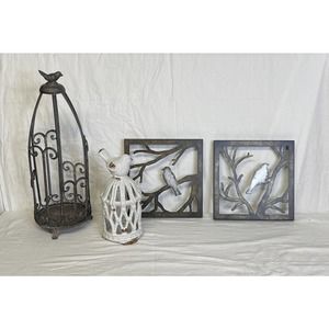 Metal & ceramic Bird cage decor